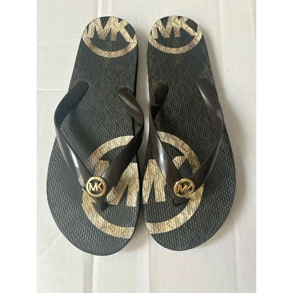 MK Michael Kors Brown flip flops Sandals womens Size 10 - Picture 1 of 4